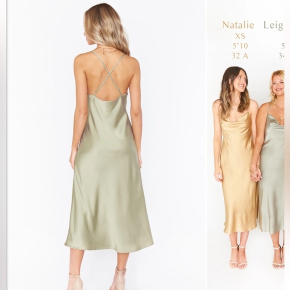 Show Me Your MuMu Verona Cowl Neck Midi in Moss Green Luxe Satin Small - Picture 3 of 9